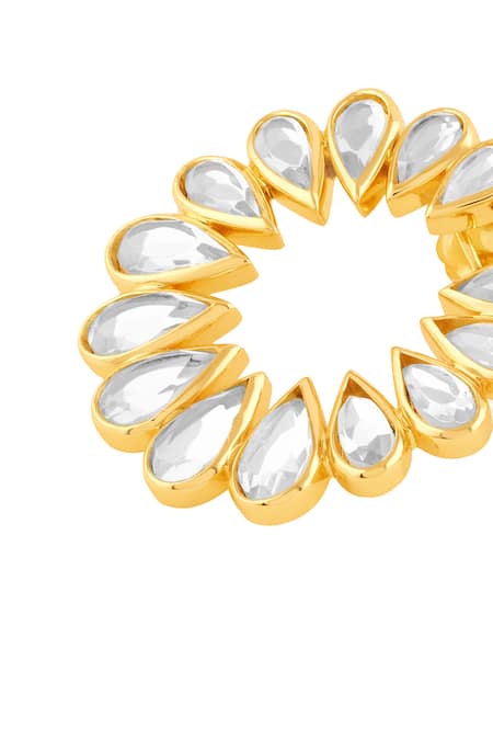 Isharya_Gold Plated Mirrors 18kt Aurora Stud Earrings _Online_at_Aza_Fashions