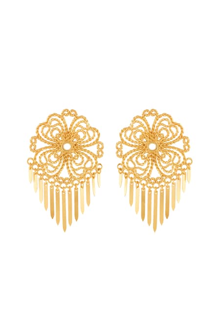 Isharya 18Kt Gold Plated Mudejar Statement Earrings 
