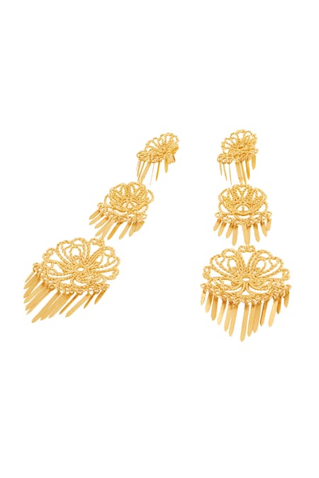 Isharya_Gold Plated 18kt Convento Statement Dangler Earrings _Online_at_Aza_Fashions