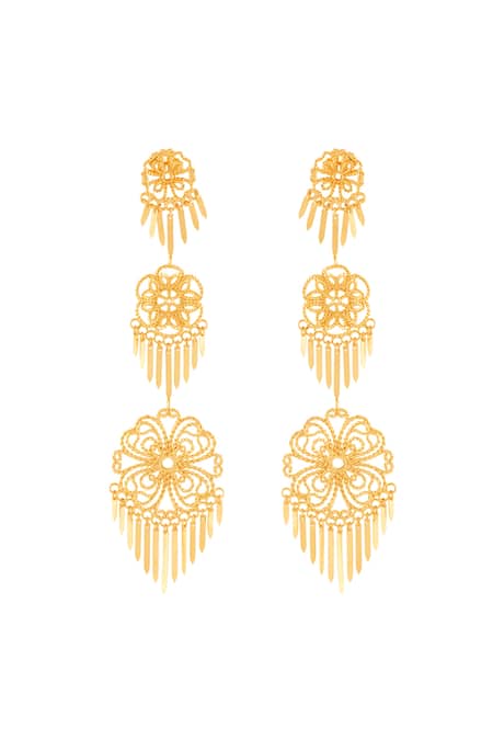 Isharya 18Kt Gold Plated Convento Statement Dangler Earrings 