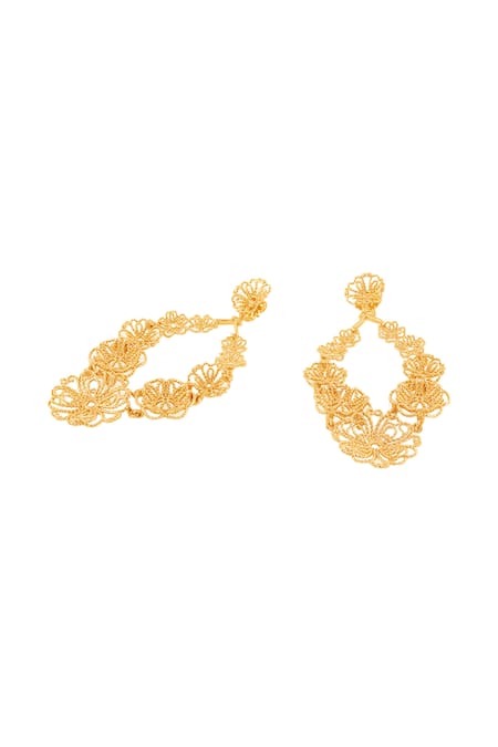 Isharya_Gold Plated 18kt Miradouro Statement Drop Earrings _Online_at_Aza_Fashions