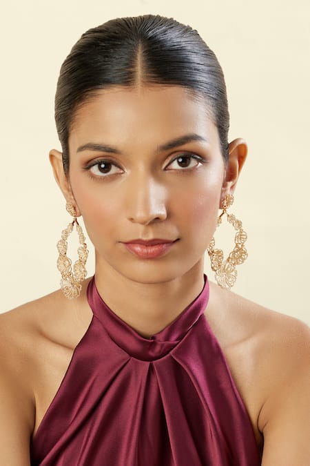 Isharya 18Kt Gold Plated Miradouro Statement Drop Earrings 