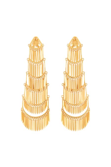 Shop Isharya Gold Plated 18kt Atlantico Dangler Earrings at Aza Fashions Shop_Isharya_Gold Plated 18kt Atlantico Dangler Earrings _at_Aza_Fashions
