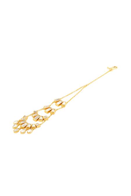 Isharya Gold Plated 18kt Azulejo Mirror Maangtikka Online at Aza Fashions Isharya_Gold Plated 18kt Azulejo Mirror Maangtikka _Online_at_Aza_Fashions