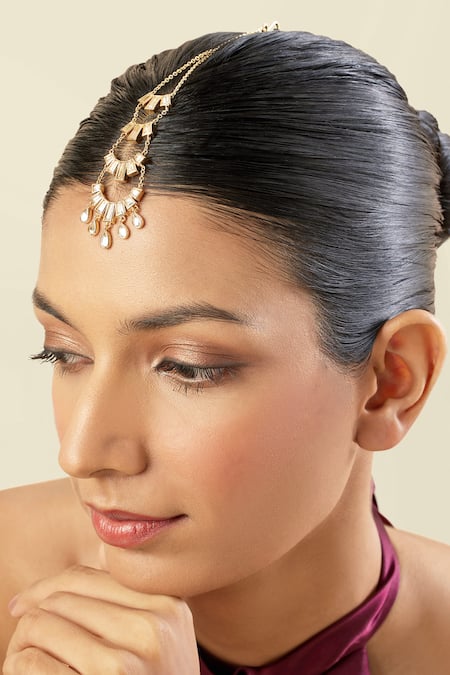 Isharya Gold Plated 18kt Azulejo Mirror Maangtikka 