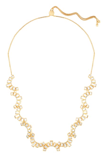 Shop Isharya Gold Plated 18kt Veevo Choker Necklace at Aza Fashions Shop_Isharya_Gold Plated 18kt Veevo Choker Necklace _at_Aza_Fashions