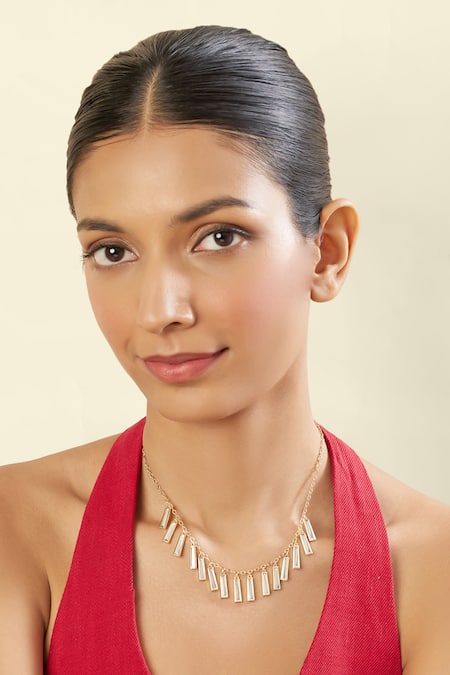 Buy_Isharya_Gold Plated 18kt Ecos Mirror Necklace _Online_at_Aza_Fashions