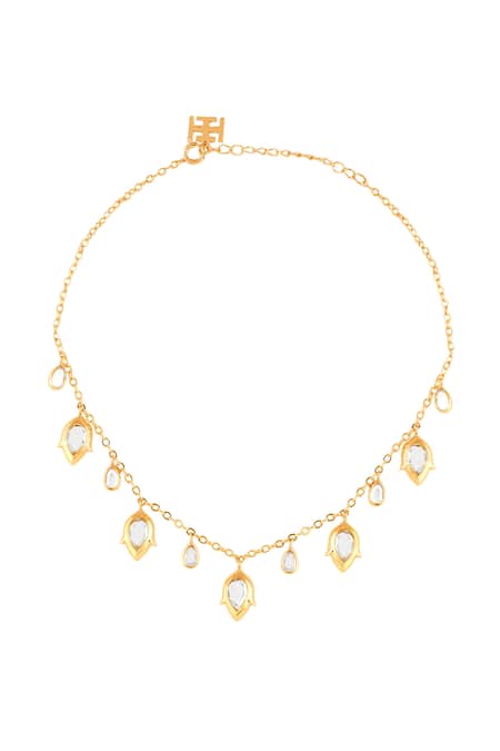 Shop Isharya Gold Plated 18kt Caminho Charm Necklace at Aza Fashions Shop_Isharya_Gold Plated 18kt Caminho Charm Necklace _at_Aza_Fashions