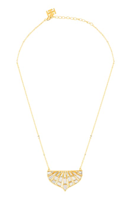 Shop Isharya Gold Plated 18kt Porta Pendant Necklace at Aza Fashions Shop_Isharya_Gold Plated 18kt Porta Pendant Necklace _at_Aza_Fashions