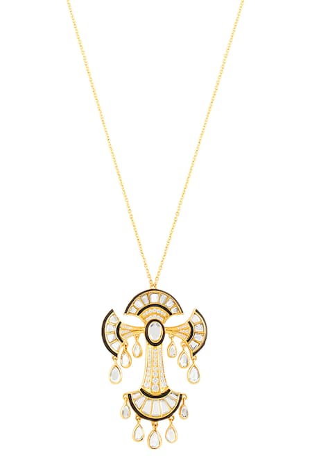 Isharya Gold Plated 18kt Cristal Pendant Necklace Online at Aza Fashions Isharya_Gold Plated 18kt Cristal Pendant Necklace _Online_at_Aza_Fashions