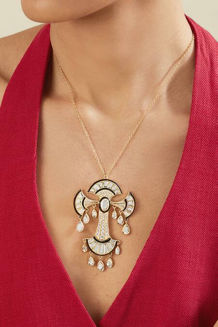 Buy Isharya Gold Plated 18kt Cristal Pendant Necklace Online at Aza Fashions Buy_Isharya_Gold Plated 18kt Cristal Pendant Necklace _Online_at_Aza_Fashions