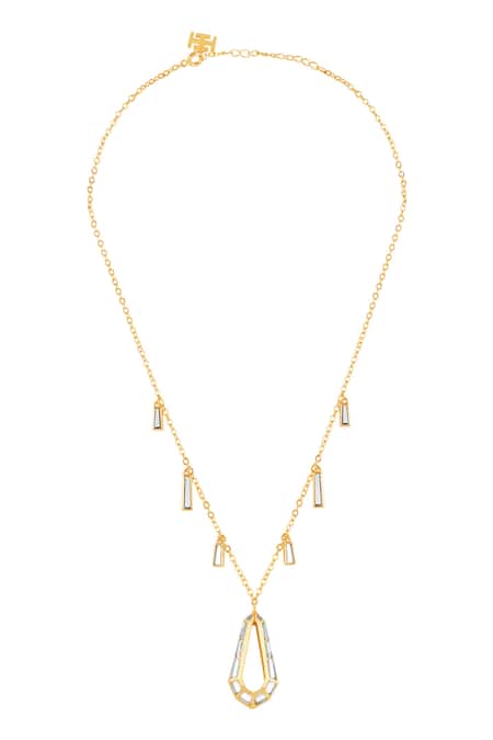 Shop_Isharya_Gold Plated 18kt Jardim Mirror Necklace _at_Aza_Fashions