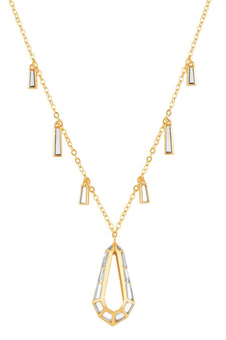 Isharya_Gold Plated 18kt Jardim Mirror Necklace _Online_at_Aza_Fashions