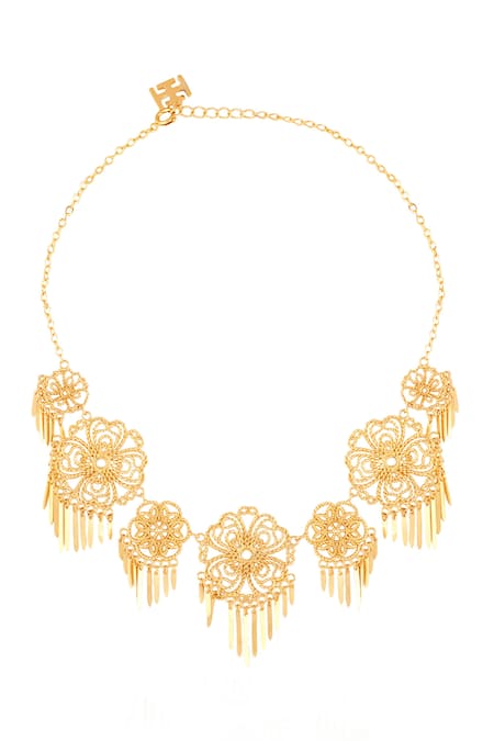 Shop Isharya Gold Plated 18kt Mare Statement Necklace at Aza Fashions Shop_Isharya_Gold Plated 18kt Mare Statement Necklace _at_Aza_Fashions