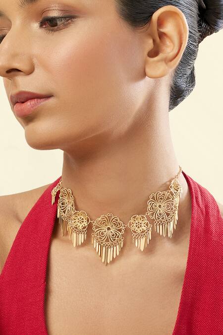 Isharya Gold Plated 18kt Mare Statement Necklace Online at Aza Fashions Isharya_Gold Plated 18kt Mare Statement Necklace _Online_at_Aza_Fashions