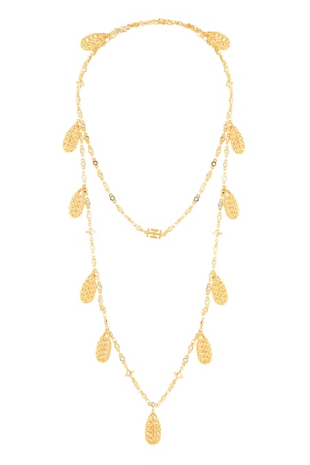 Shop_Isharya_Gold Plated 18kt Amendoeira Charm Necklace _at_Aza_Fashions