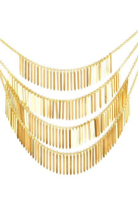 Isharya Gold Plated 18kt Majestade Layered Necklace Online at Aza Fashions Isharya_Gold Plated 18kt Majestade Layered Necklace _Online_at_Aza_Fashions