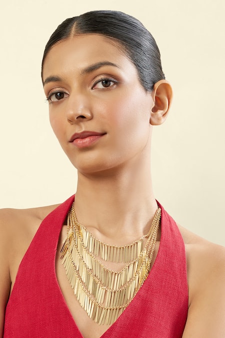 Isharya 18Kt Gold Plated Majestade Layered Necklace 