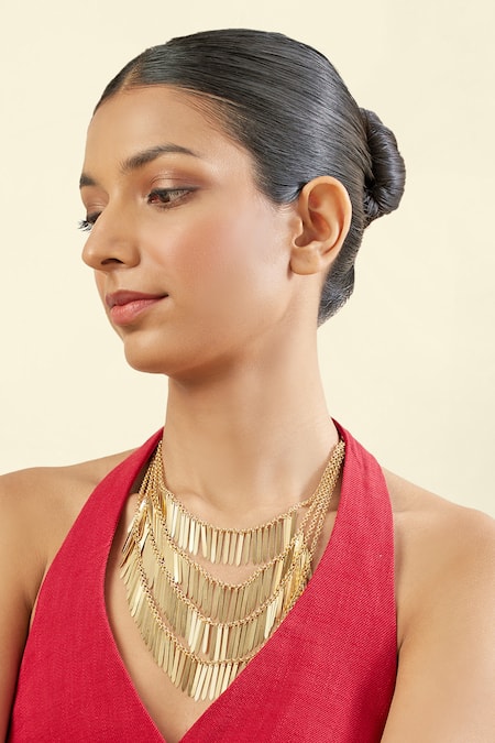 Buy Isharya Gold Plated 18kt Majestade Layered Necklace Online at Aza Fashions Buy_Isharya_Gold Plated 18kt Majestade Layered Necklace _Online_at_Aza_Fashions