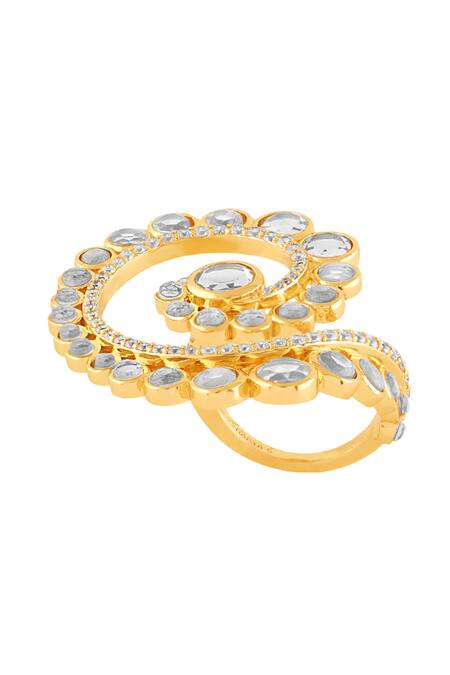 Isharya Gold Plated Mirrors, Crystals 18kt Orvalho Spiral Ring Online at Aza Fashions Isharya_Gold Plated Mirrors, Crystals 18kt Orvalho Spiral Ring _Online_at_Aza_Fashions