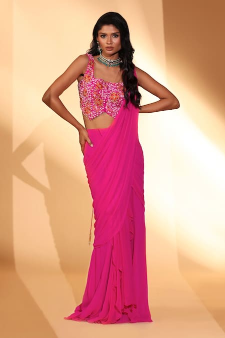 Kiyohra Portia Pre-Draped Saree With Blouse 
