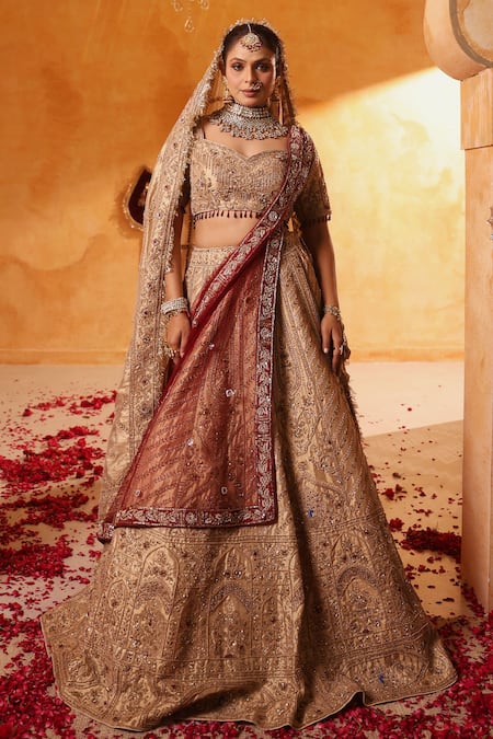 Mehar Antique Gold Bridal Lehenga Set 