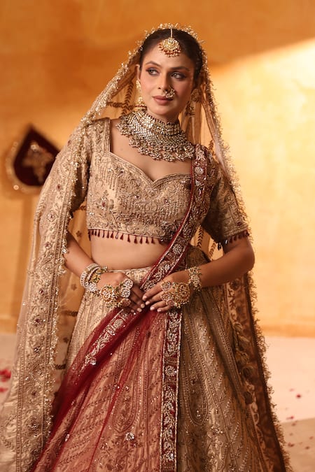 Mehar Antique Gold Bridal Lehenga Set 