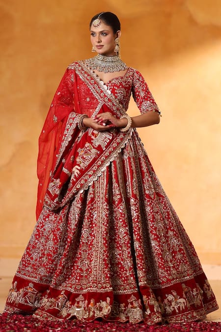 Mehar Red Embroidered Bridal Lehenga Set 