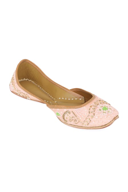 Shop_NR By Nidhi Rathi_Pink Embroidered And Beaded Juttie _Online_at_Aza_Fashions