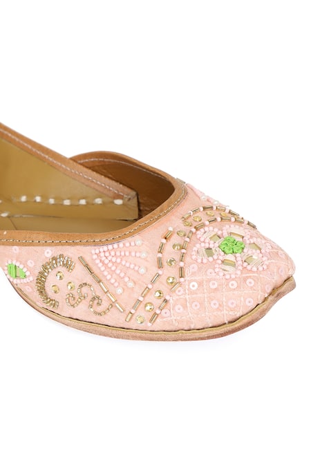 NR By Nidhi Rathi_Pink Embroidered And Beaded Juttie _at_Aza_Fashions