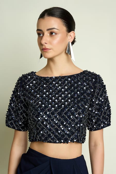 Aakaar Sequined Net Embellished Blouse 