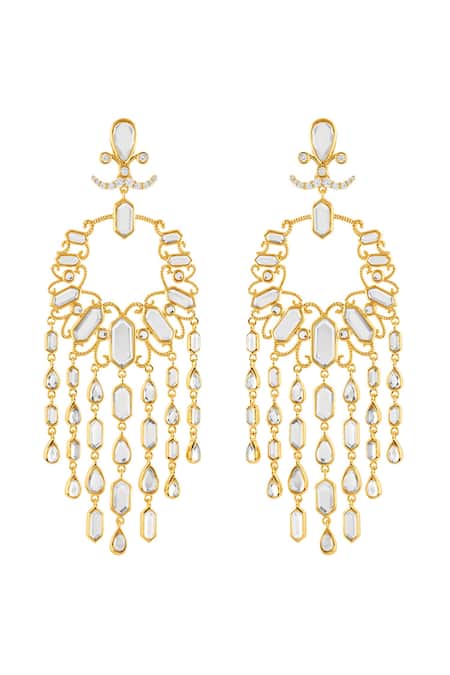 Isharya 18Kt Gold Plated Lisboa Statement Moon Baali Earrings 