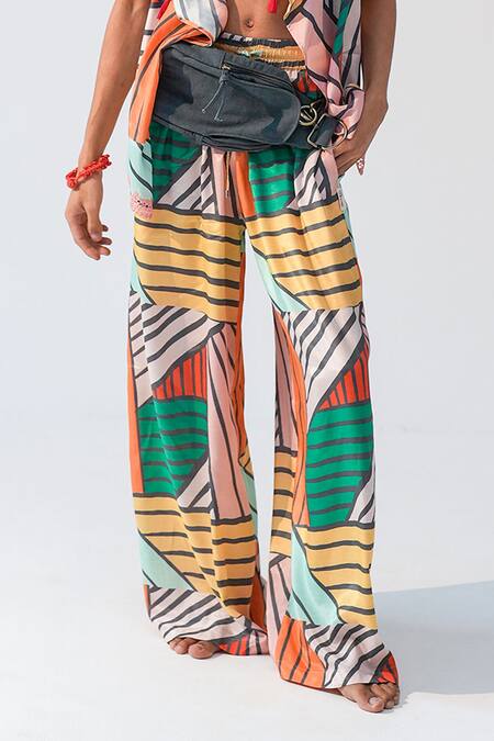 Buy_Beachbum_Multi Color Viscose Geometric Print Santoon Vest And Pant Set _Online_at_Aza_Fashions