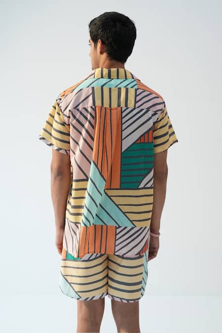 Beachbum Geometric Striped Shirt & Shorts Set 