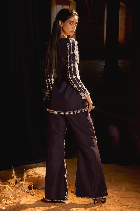 Mani Bhatia Zuri Embroidered Dupione Silk Jacket & Pant Set