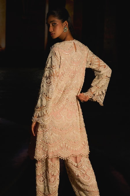 Mani Bhatia Meline Pearl & Cutdana Embroidered Tunic Salwar Set