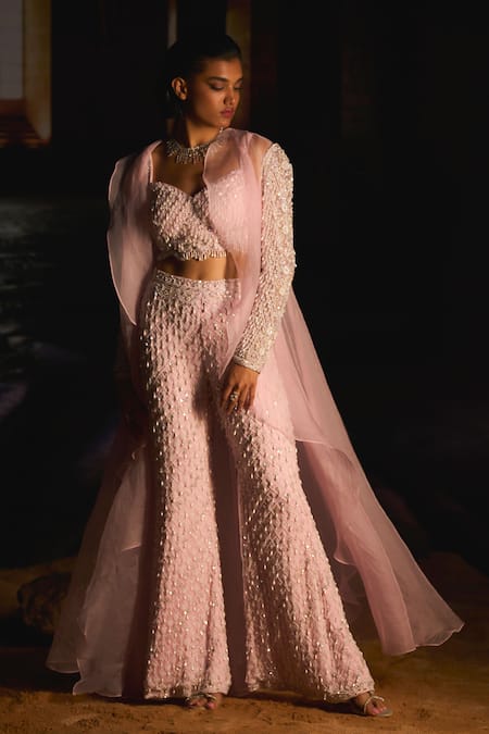 Mani Bhatia Rosalee Pearl, Sequin & Cutdana Embroidered Pant Set 