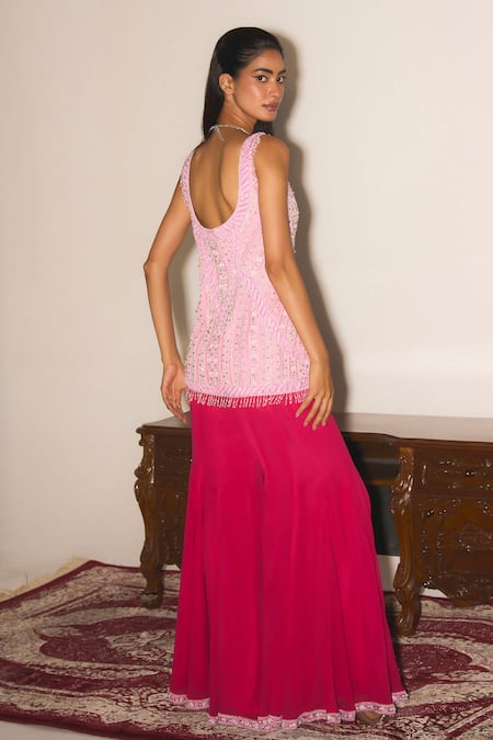 Mani Bhatia Cher Pearl & Sequin Embroidered Kurta Sharara Set