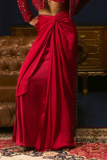 Buy_Mani Bhatia_Jos�e Embroidered Jacket, Blouse & Draped Skirt Set _Online_at_Aza_Fashions