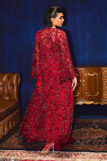 Mani Bhatia Zerline Sequins & Pearl Embroidered Saree Set