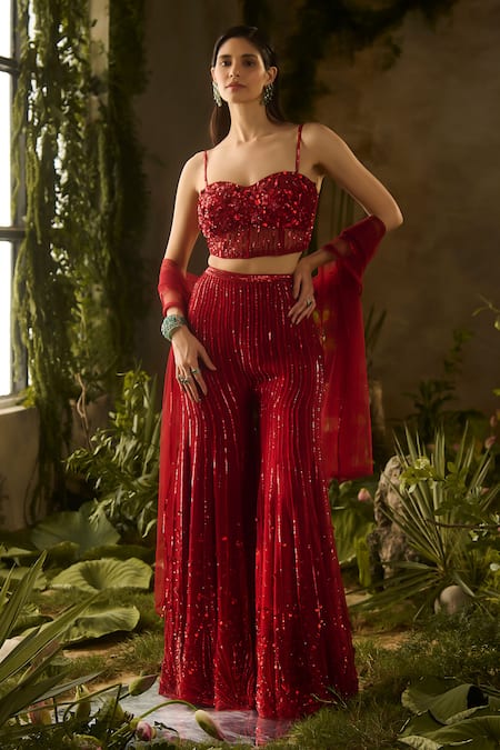 Parul Gandhi Rouge Sequined Blouse & Pant Set 