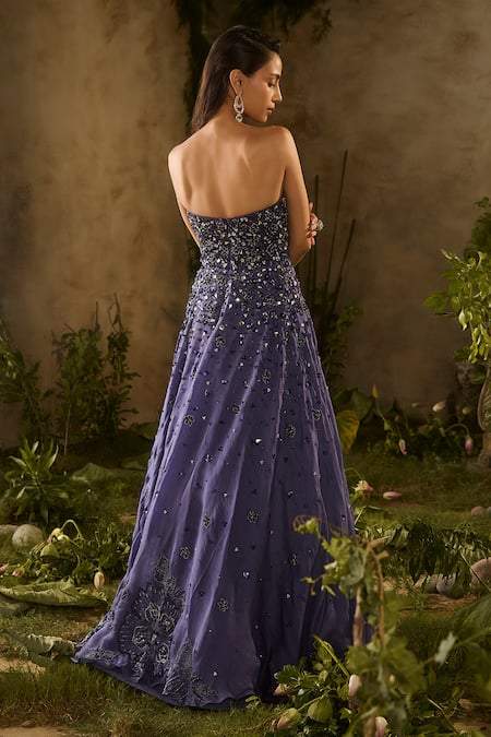 Parul Gandhi Etherial Sequined & Beaded Embroidered Gown With Jacket 