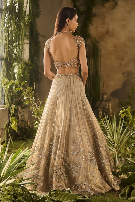 Parul Gandhi Spectrum Embroidered Blouse & Sequin Lehenga Set 