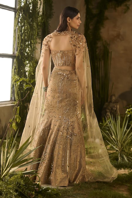 Parul Gandhi Lustre Jacquard Sequin & Bead Embroidered Lehenga Set 