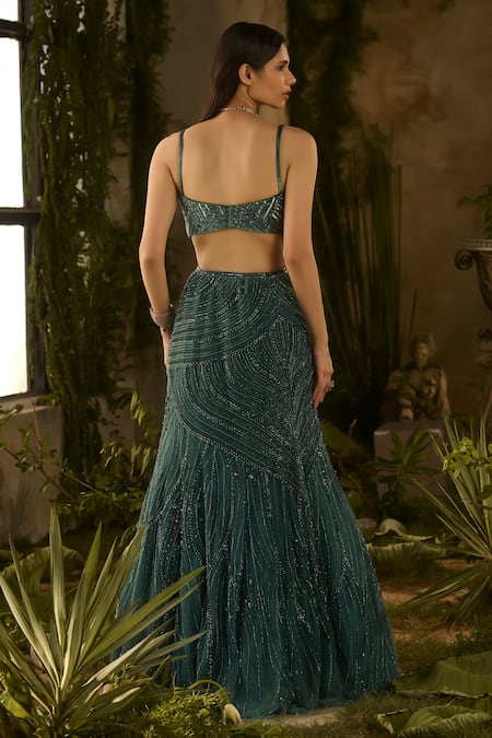 Parul Gandhi Verdant Bead & Sequin Embroidered Lehenga Set 