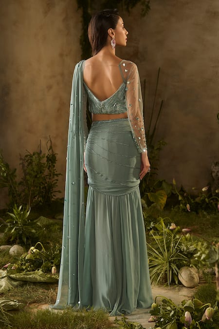 Parul Gandhi Sequins & Beadwork Embroidered Saree Set 