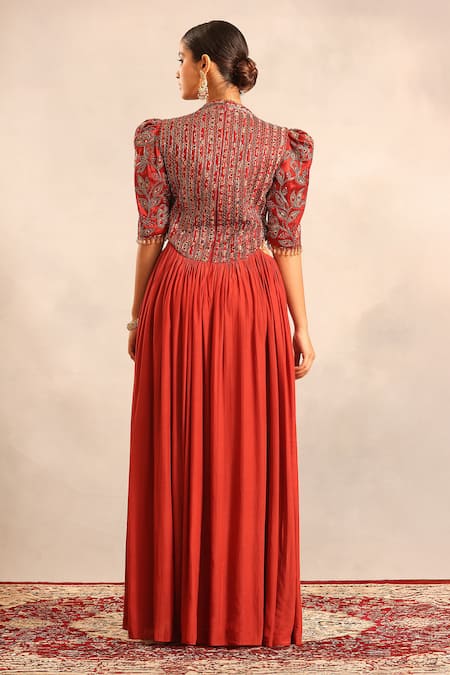 Sejal Kamdar Ajrakh Patchwork & Stripwork Gathered Dress 