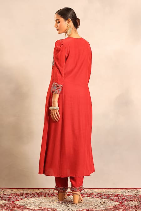 Sejal Kamdar Ajrakh Embroidered Gathered Kurti & Pants 