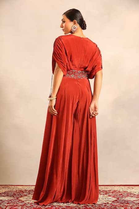 Sejal Kamdar Ajrakh Cut Pipe Embellished Flared Jumpsuit 