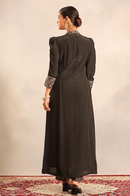 Sejal Kamdar Ajrakh Embellished V Neck Slit Kurta & Pant 